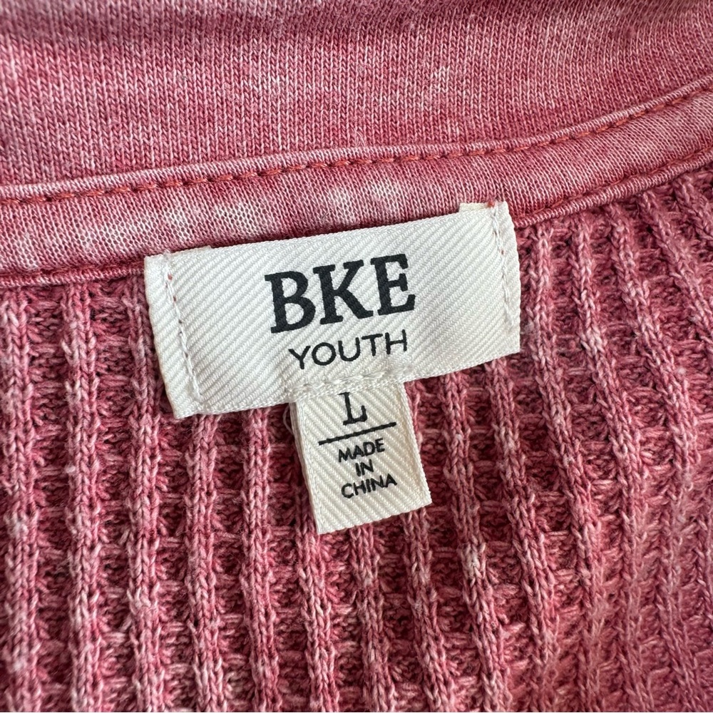 Buckle Faded Red Waffle Knit Jacket Shacket Button Up L S - Picture 6 of 10